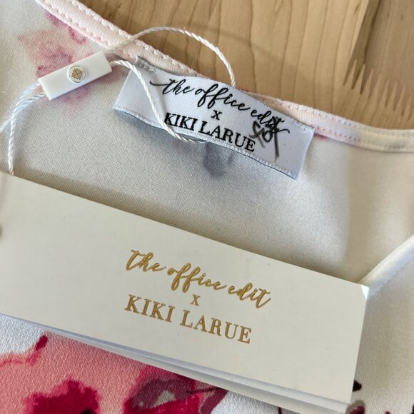 The Office Edit X Kiki Larue Floral Peplum Blouse White Pink Size Medium NWT - Picture 8 of 11